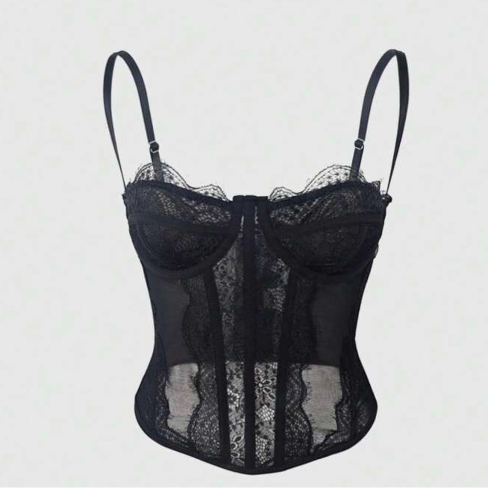 Luxe black corset crop top bralette - Picture 2 of 6